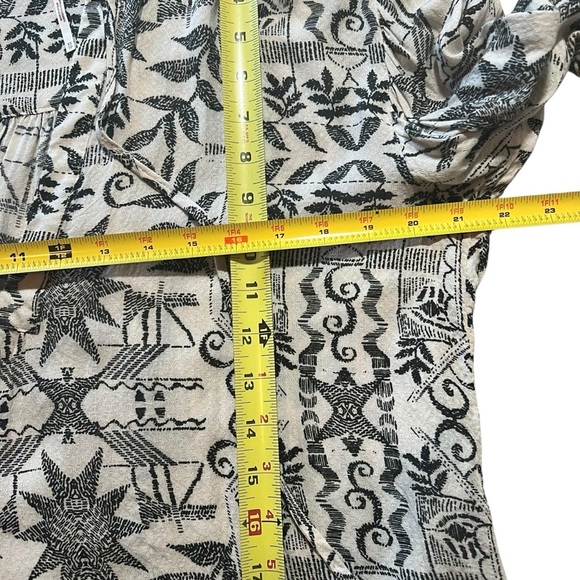 Free People Mia Tunic Blouse Cream Black Aztec Print Boho Long Sleeve Top XS - Picture 7 of 16